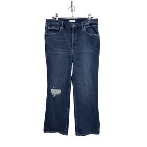 Good American Jeans Womens 14/32 Blue Good Legs Mini Bootcut Cropped Distressed